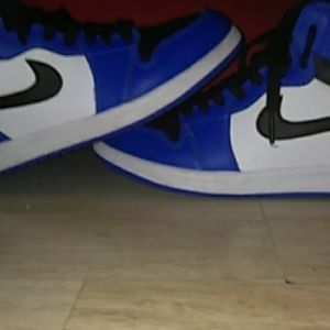 Air jordans 1s royal blue ,black ,and white